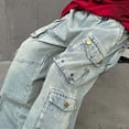 thumbnail image 5 of Purcolt Boys' Jeans Trendy Casual Elasitc Waisted Wide Leg Denim Pants Y2K Vintage Hip Hop Loose Fit Baggy Pants Streetwear Trousers with Pockets for 4-15 Years, 5 of 9