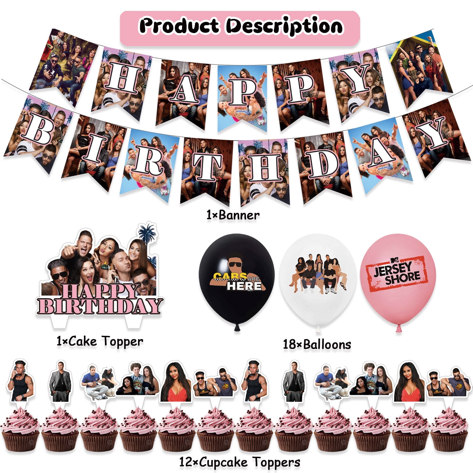 32 Pcs For Jersey Shore Theme Birthday Party Decorations,With 1
