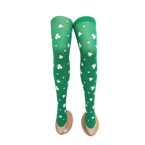OFFIGAM 2 Pairs Knee High Socks Assorted Color Shamrock Socks for Women Girls St Patrick Day Dress Up Props
