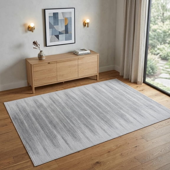 4' X 6' Gray Ombre Distressed Non Skid Area Rug