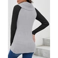 thumbnail image 5 of Asyoly Womens Asymmetric Button Decoration Turtleneck Sweater Long Sleeve Color Block Chunky Knitted Pullover Casual Loose Jumper Winter Tops, 5 of 5