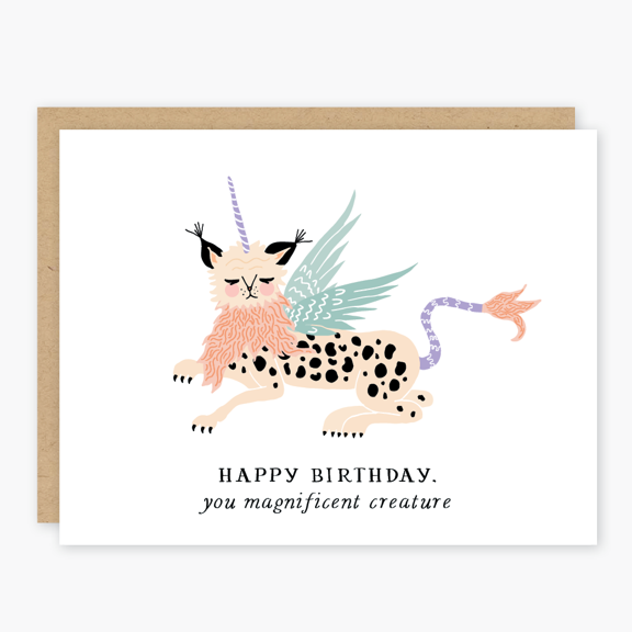 Magical Birthday Card "Happy Birthday, You Magnificent Creature!" Unique Unicorn Lion Design Envelope Included Perfect for Friends & Family Celebrations