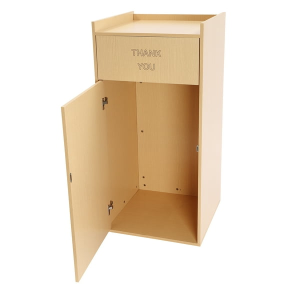 Dwellnix Large Capacity Trash Can with Swing Lid, Wooden Design, Eco-Friendly Trash Bin for Commercial Use, Perfect for Restaurants, Offices, Cafeterias, and Public Areas