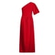 thumbnail image 5 of Vestido de hombro inclinado de manga corta con abertura en el dobladillo del hombro inclinado con volantes de color sólido de otoño para mujer Fridja bnh6945, 5 of 7