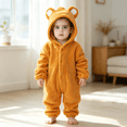 thumbnail image 2 of Wearable Blanket Hoodie, Plush Teddy One Piece Bear Suit for Baby, Girls and Boys,Fluffy, Warth Hood, Button-Front Closure, 2 of 6
