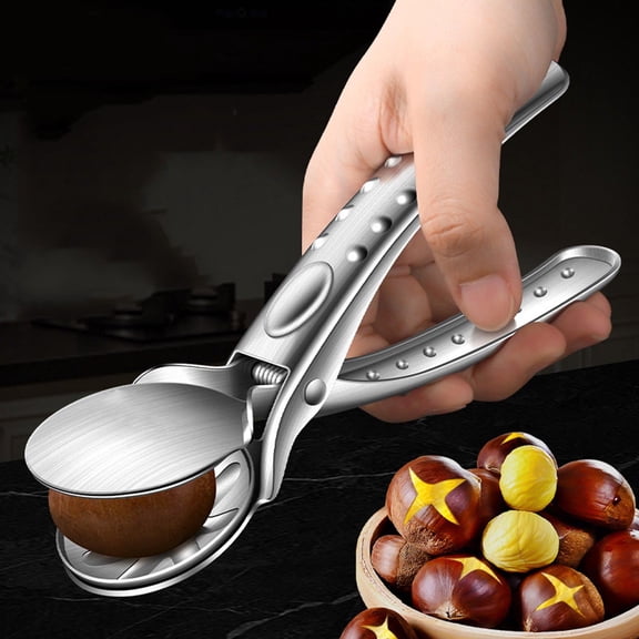 Bxaolu Chestnut Open Clip,2026 Stainless Steel Chestnut Cutter Tool, Kitchen Peeler Clip for Chestnuts, Macadamia Nut Opener Nut Knife for Pecan Cracker (Silver,1Pack)