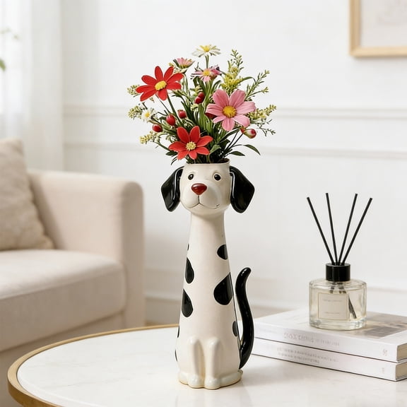 Eolstice Weird Dog Vase Dog Themed Vase Decorations, Quirky Animal Planter Pot for Home, Funny Ceramic Flower Vase for Desk Shelf