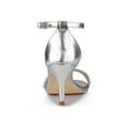 thumbnail image 2 of BLISSFUL STEP Women's Solid Color Open Toe Rhines Ankle Strap Stiletto Sandals Silver 7, 2 of 8
