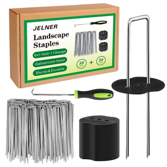 Estacas de jardín Jelner de 6 pulgadas, calibre 11, galvanizadas, 50 unidades con juntas