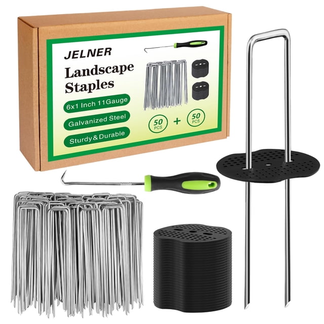 Estacas de jardín Jelner de 6 pulgadas, calibre 11, galvanizadas, 50 unidades con juntas