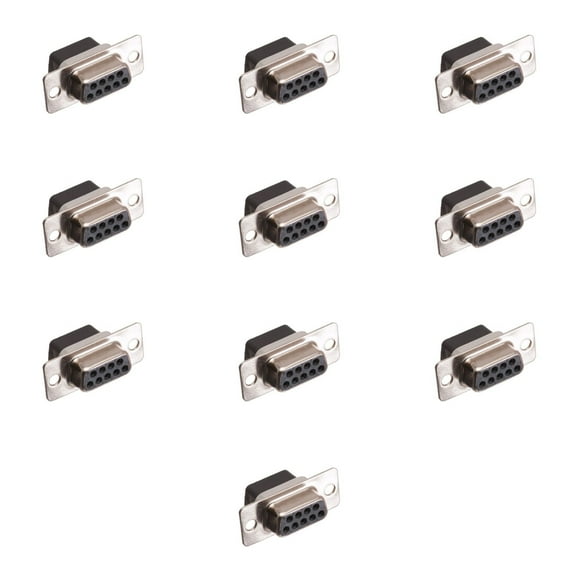 DB9 Female Crimp Connector for Serial Port Connections 10 Pcs Pack