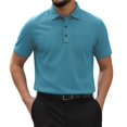 thumbnail image 2 of Men's Casual Short Sleeve Polo Shirts Classic Button Summer Collared Golf Top T-Shirt with Pocket Sky Blue 2Xl by Awwp, 2 of 9