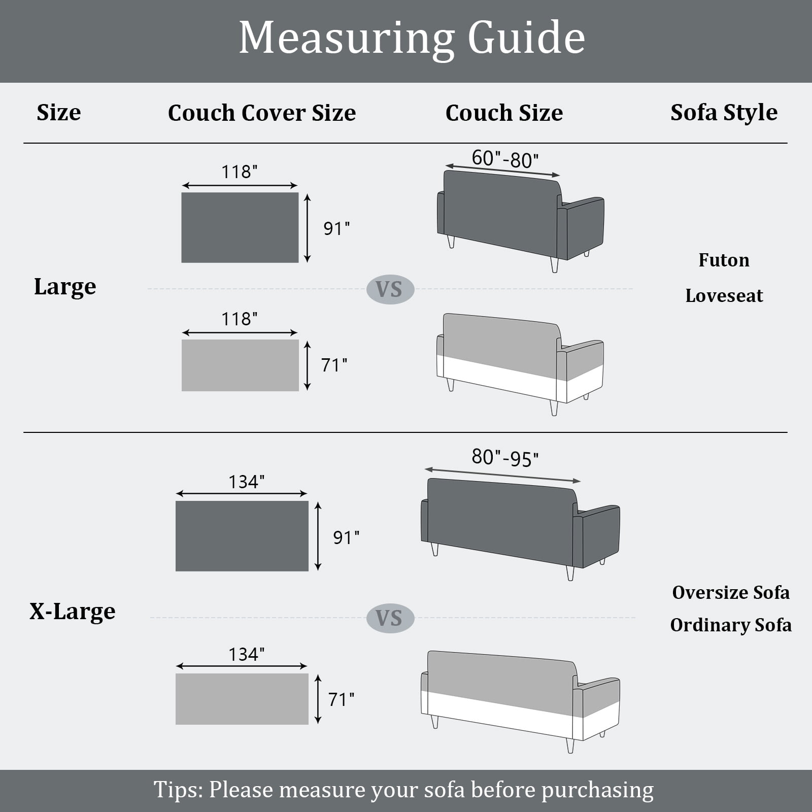 Lovote Water-Resistant Couch Cover Blanket Extra Large Sofa Blanket Strong & Sturdy Sofa Cover for Furniture Protect Machine Washable Farmhouse Style Blanket Sofa Home Decor (Dark Gray, 91'' x 118'')