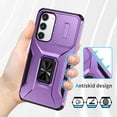 thumbnail image 5 of Dteck for Samsung Galaxy S23 with Camera Cover & Kickstand, Heavy Duty Military Grade Shockproof Rugged Slide Lens Protection 360 Rotate Ring Stand, Impact-Resistant Protective Bumper, purple, 5 of 8
