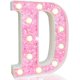 thumbnail image 1 of Pooqla Luces LED para Marquesina, Letra del Alfabeto con Purpurina Rosa iluminada, Letrero E, Funciona con Pilas para luz Nocturna, Fiesta de cumpleaños, Boda, Regalos para niñas, decoración navideña, 1 of 4