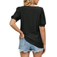 thumbnail image 6 of TEMOFON Women Summer Tops Casual Puff Short Sleeve T Shirts Comfy Scoop Neck Black Loose Shirts for Women Size L, 6 of 7