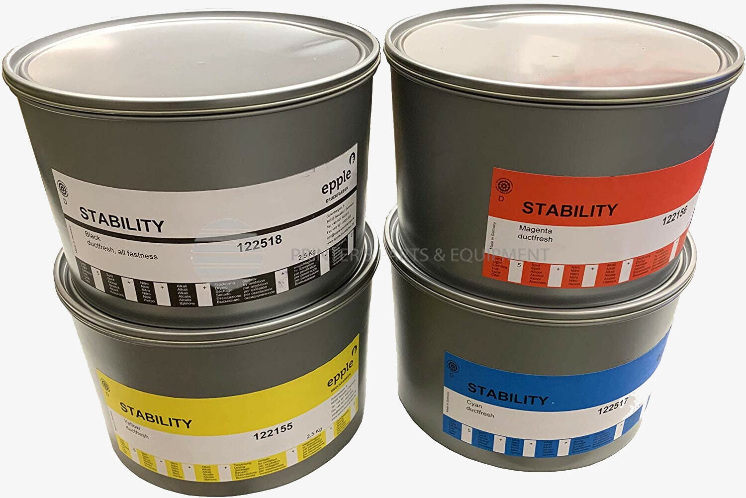 Set of CMYK Process Inks for Offset Printing 4 5LB Cans