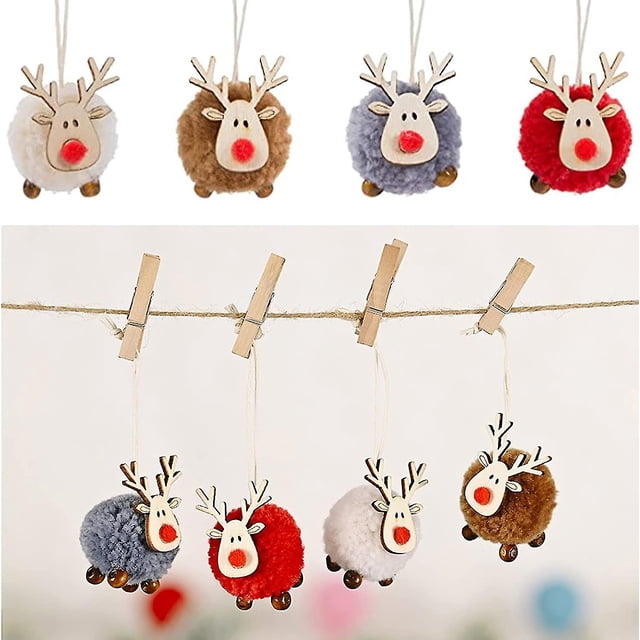 Adornos colgantes de alce KEWITY de felpa de fieltro de lana de Navidad
