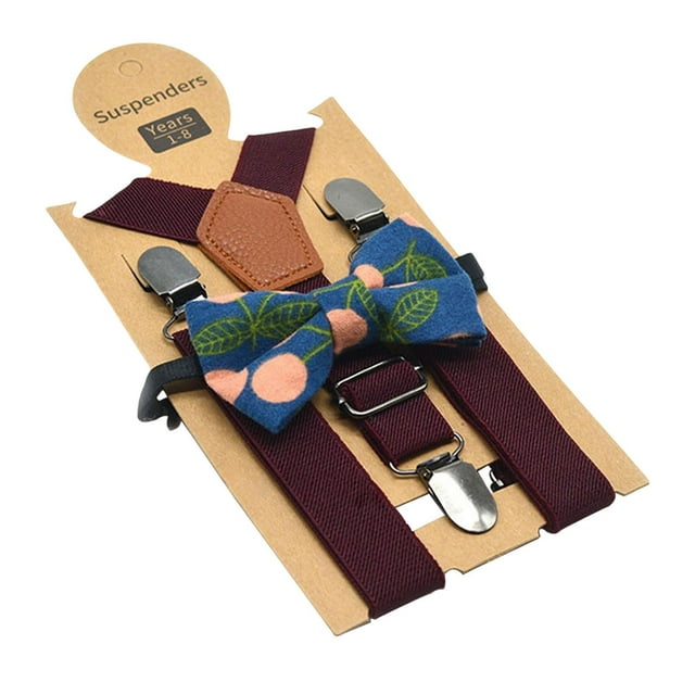 Conjunto de tirantes y pajarita para niños y niñas. Incluye clips metálicos para pantalones pantalones, ideal para fiestas de disfraces eventos Púrpura