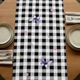 thumbnail image 5 of Table Runners 108 Inches Long Dress Scarves, Spring Gnomes Farmhouse Coffee/Dining/Kitchen Table Runner for Living Room, Botanical Rose Leaves Black Buffalo Plaid 13x108 Inch, 5 of 9
