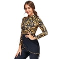 thumbnail image 2 of IBTOM CASTLE Womens Muslim Islamic Long Sleeve Burkini Swimsuits Swimwear Modest Hijab Top+Pants Rashguard Full Cover Floral Bathing Suit XL Yellow - Leaves, 2 of 8