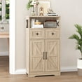 thumbnail image 1 of Vabches Armoire de Rangement Style Ferme avec Tiroirs et Étagères, Naturel, 1 of 8