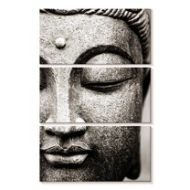 Elephant Stock Meditating Buddha Face Wall Art - Vertical Multi Panel Canvas - Living Room Wall Decor - Religion And Spirituality Multi Panel - Black And White Decor - 14" x 23"