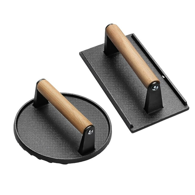 2Pcs Grill Press Heavy Duty BBQ Press for Teppanyaki Press Meat Steak Indoor