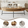 thumbnail image 4 of Oval Coffee Table with Drawer Mid-Century Modern Center Table 47.2“ Wooden Coffee Table with Storage and Cross Metal Legs Unique Curved Design for Living Room (Natural), 4 of 6