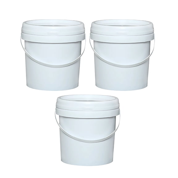 3 Pcs Plastic Buckets with Lids, 3 Liter White Buckets, Food Safe Pails with Reinforced Lids for Stacking, Versatile Storage for Home, Garden, and Industrial Use