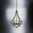 thumbnail image 4 of Urban Ambiance Luxury Farmhouse Chandelier, Medium Size: 24"H x 18.25"W, with Rustic Style Elements, Wood Grain Metal with Antique Black Finish, UQL2962 from the Swansea Collection, 4 of 7