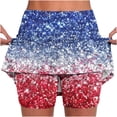 thumbnail image 2 of Feancey 4th of July Skort Women 2 in 1 High Waisted Yoga Skort Summer Trendy Sequin Print Lightweight Skirt for Running Tennis Golf Workout Sports Skorts, 2 of 6