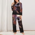 thumbnail image 2 of Balery Adorable Fluffy Bat Conjunto de Pijama con Estampado para Mujer, Conjunto de Dos Piezas con Manga Larga, Ropa de Dormir Suave con Bolsillos, Pijamas Cómodos-X-Large, 2 of 7