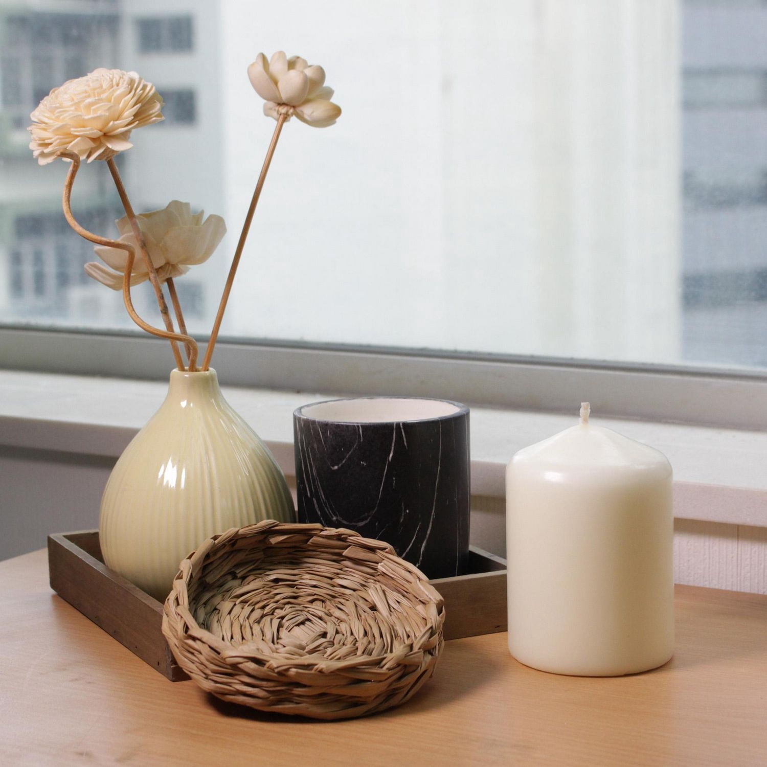 Mainstays Unscented 3PK Ivory Pillar Candles