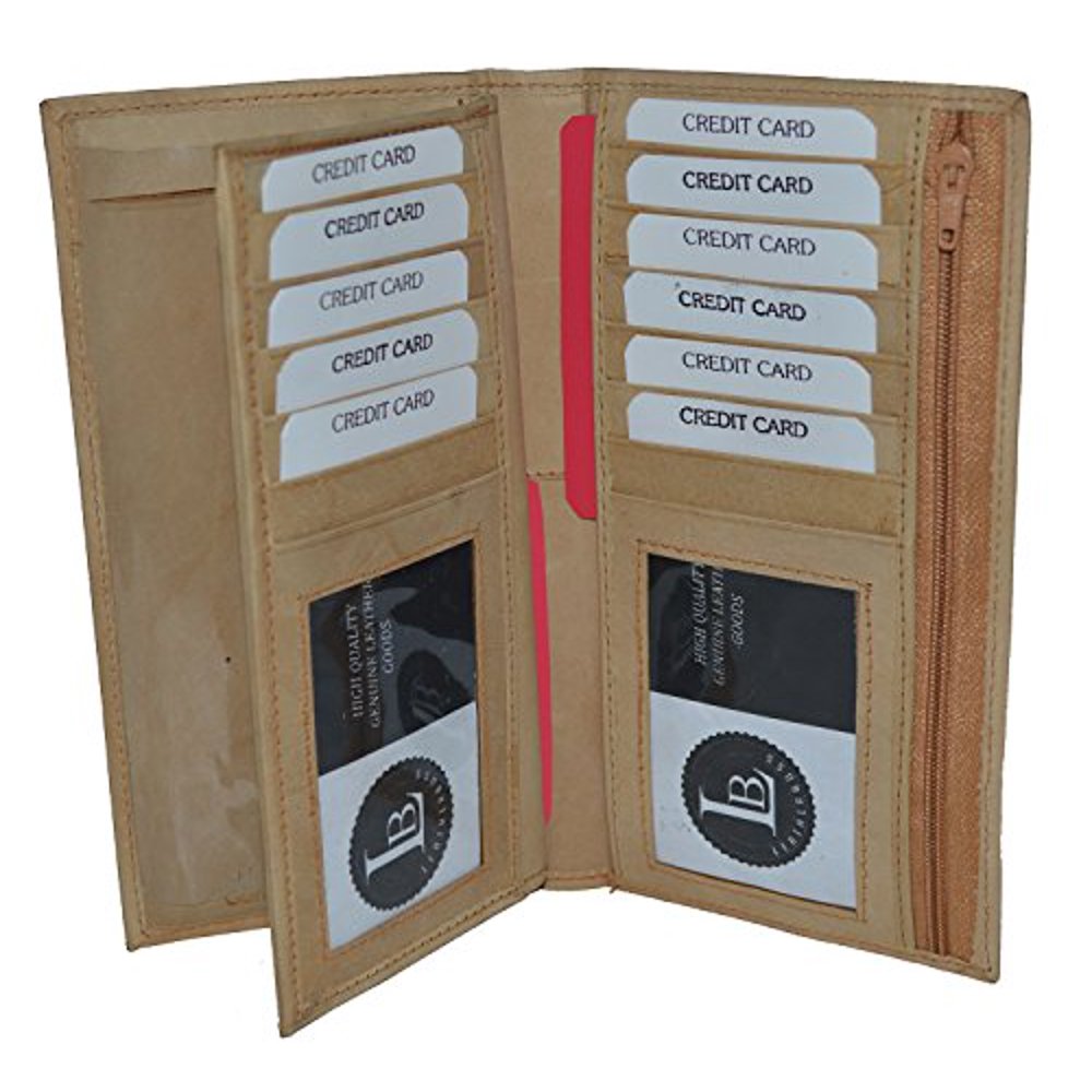 Leatherboss Checkbook Credit Card Holder Wallet with pull out