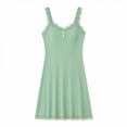 thumbnail image 6 of Iyufng Mini Dresses for Women Summer Women's V-Neck Solid-Color Lace Trimmed Spaghetti Straps Dress, 6 of 6