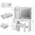 thumbnail image 4 of RichYa Makeup Vanity with Lighted Mirror&Power Strip,Modern Vanity Table Set ,for Bedroom Bathroom,45'' L White, 4 of 8
