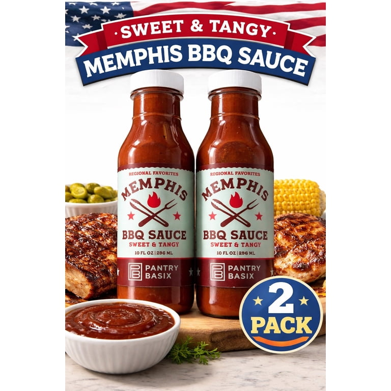 Pantry Basix Memphis BBQ Sauce, Sweet & Tangy Flavor, 10 fl oz