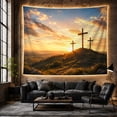 thumbnail image 6 of Cross Silhouettes on a Hill Beneath a Golden Sunset, Inspirational Vintage Style for Art Lovers, Sunset Wall Art, Easter Gift, Tapestry Wall Hanging for Bedroom and Living Room, 6 of 7