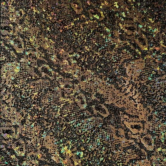 Snake Flocking Hologram and Glitter Nylon Spandex Fabric  | Spandex Palace