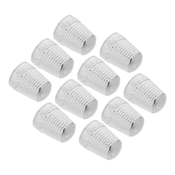 10 Pcs Iron Finger Thimbles Sewing Fingertip Protectors Silver