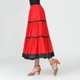thumbnail image 7 of Color Block Layered Skirts Women Flared Maxi Spanish Traditional Festival Dance Skirt Red XL, 7 of 7