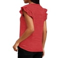 thumbnail image 4 of Craaazy Women's Plus Size Friendly Striped V-Neck Ruffle Short Sleeve Top for Daily Wear, 4 of 6