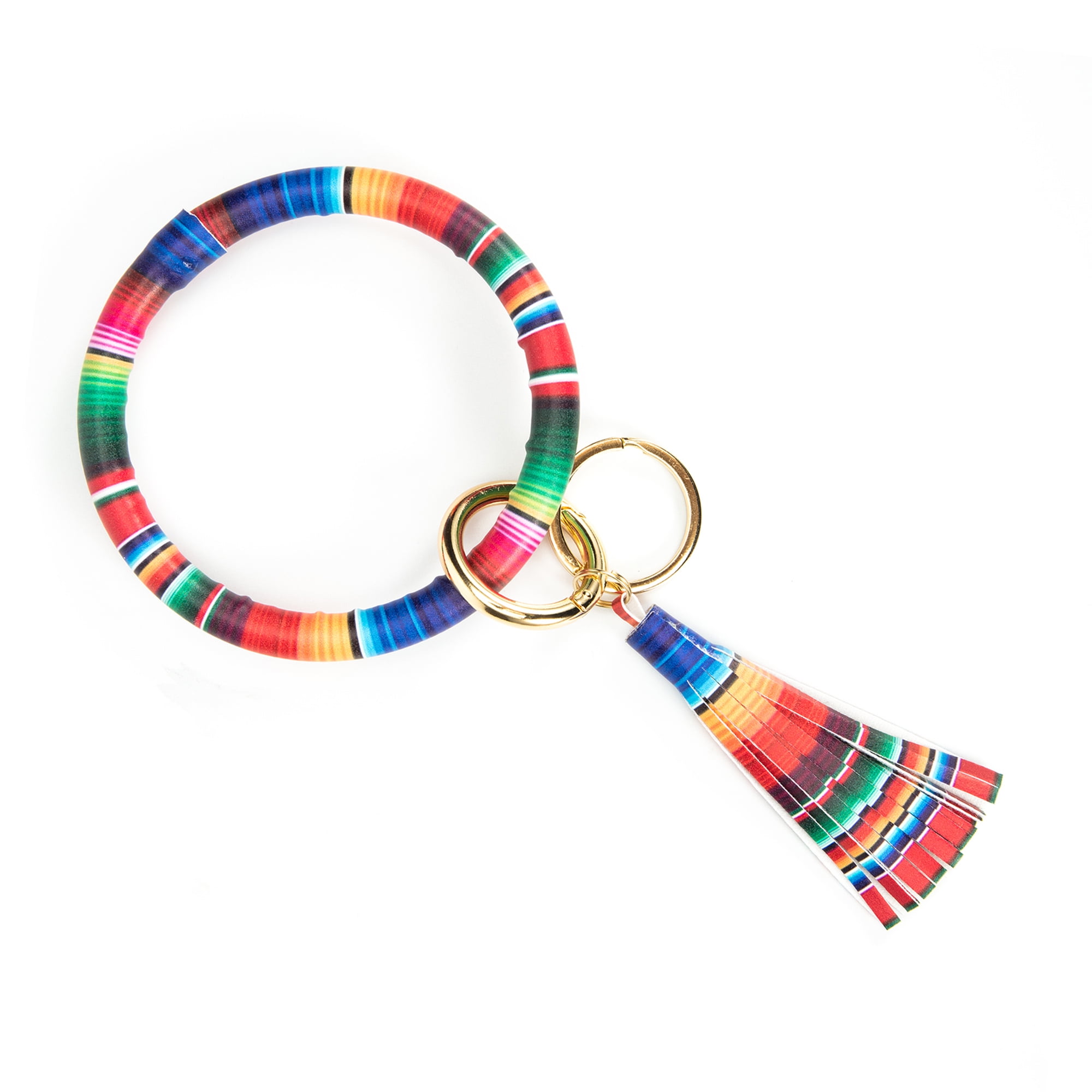 SAYFUT Handmade PU Leather Bracelet Key Ring Bangle Keyring, Tassel