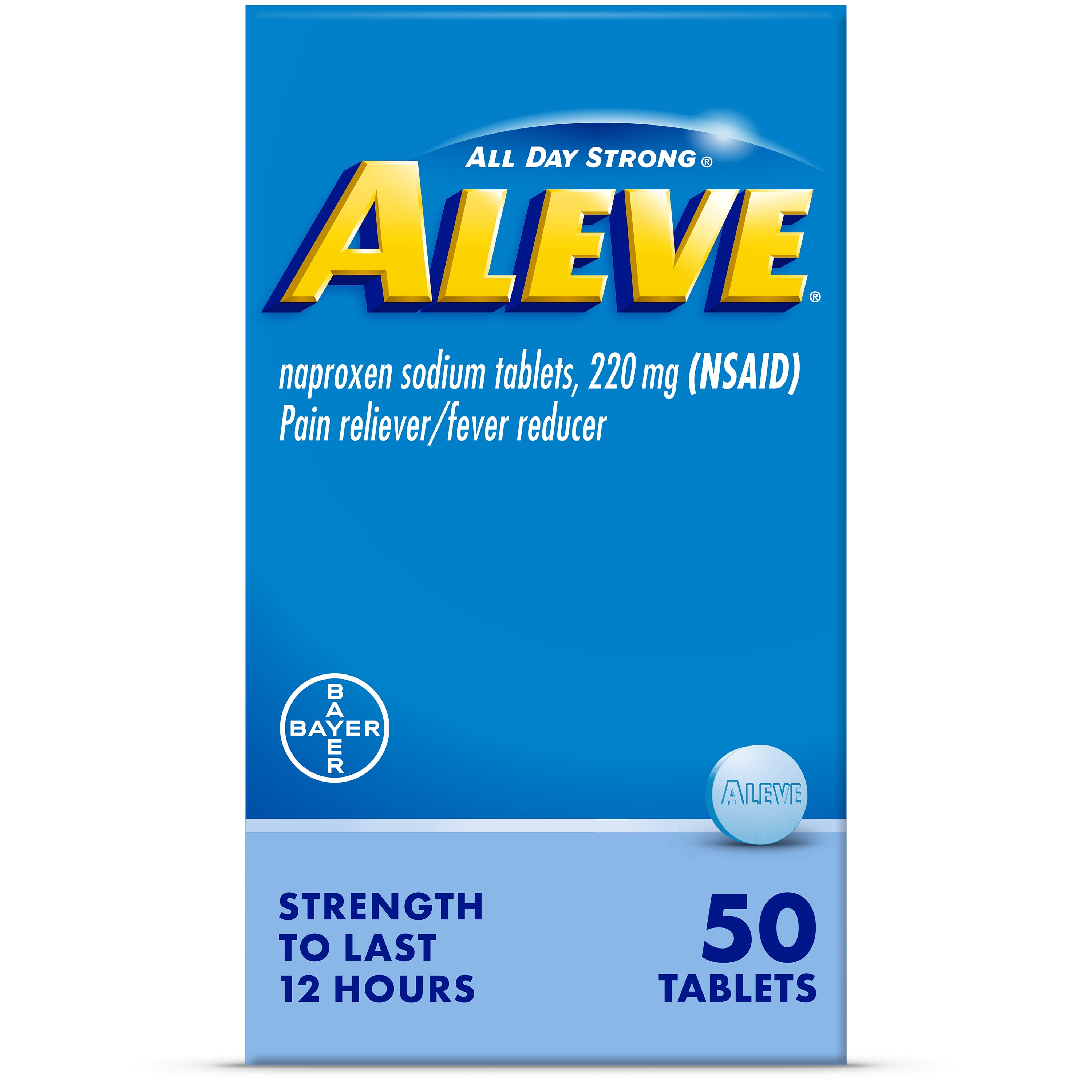 Aleve Pain Relief Naproxen Sodium Pain Reliever Tablets, 50 Count