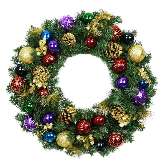 Jeco 30" Christmas Wreath with Ornaments in Multi-Color