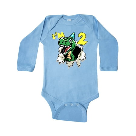 

Inktastic I m 2 Dinosaur Gift Baby Boy or Baby Girl Long Sleeve Bodysuit