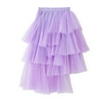 thumbnail image 3 of NAISIBABY Girls Mesh Tiered Skirt (3-14T), Mid-length Flowing Elastic Waist Dance Party Performance Tulle Skirt Purple 12T, 3 of 6
