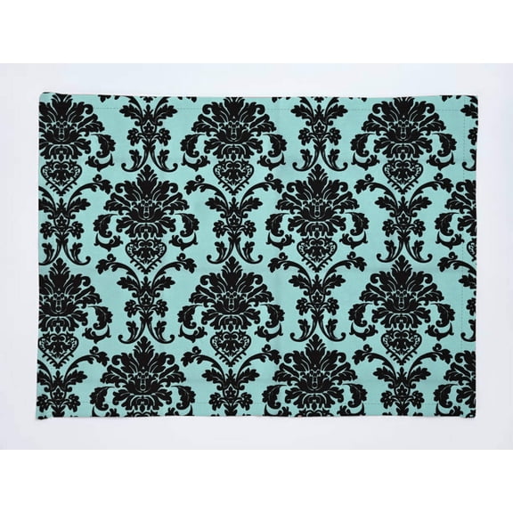 Poplin Damask Floral Dinner Table Placemats Holiday Home Decoration 13" x 19" (Pack of 4)