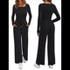 thumbnail image 3 of Conjuntos de Dos Piezas para Mujer, para Estar en Casa, para Otoño, con Suéter de Cuello Henley, Pantalones Anchos y Chándal Negro L, 3 of 8